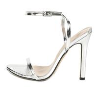 Wtharosa Sandalias De Tacón Alto Mujer Cuero Charol con Tobillera Zapatos Elegantes para Fiesta Noche De Bodas Cita Romántica,Plata,42 EU