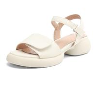 Wtharosa Sandalias De Tacón Bloque para Mujer Punta Abierta Tira Al Tobillo Hebilla Zapatos Casuales para Diario Y Oficina Tacón Medio Diseño Ligero,Off White,39 EU