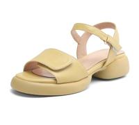 Wtharosa Sandalias De Tacón Bloque para Mujer Punta Abierta Tira Al Tobillo Hebilla Zapatos Casuales para Diario Y Oficina Tacón Medio Diseño Ligero,Amarillo,37 EU