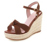 Wtharosa Sandalias De Vestir con Cuña Mujer Tallas Grandes Tacones Tipo Espadrille con Plataforma De Ante con Lazo Nudo Tira Al Tobillo Punta Redonda para Uso Diario Looks