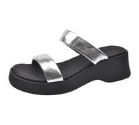 Wtharosa Sandalias Plataforma Mujer Doble Hebilla Suela Gruesa Chanclas Verano Cómodas Zapatos Playa Ajuste Ancho Zapatillas para Caminar Al Aire Libre,Plata,38 EU