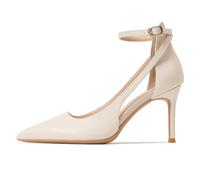 Wtharosa Tacones inspirados en Slingback para Mujer - Punta Fina con Soporte Trasero & Tiras de Tobillo Cruzadas, Pumps Elegantes para galas y Eventos Formales,Beige 8cm,39 EU