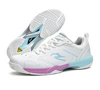 Wtharosa Zapatillas Court bádminton Hombre Mujer Transpirable Parte Superior Microfibra Placa Anti-torsión mediasuela EVA Suela Goma a Juego Ligeras para práctica Multisport,Púrpura,41 EU