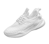 Wtharosa Zapatillas Deportivas Outdoor Bajo Punta Redonda Mesh Transpirable Ligeras Suela Intermedia EVA Suela MD Zapatos Caminar Running Tallas Grandes,Blanca,42 EU