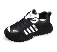 Wtharosa Zapatillas Outdoor Hombre Talla Grande, PU+Mesh, Suela PVC Resistente Antideslizante, Cordones, Deportivas Bajas para Senderismo, Caminar & Uso Diario,Negro,42 EU