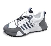 Wtharosa Zapatillas Outdoor Hombre Talla Grande, PU+Mesh, Suela PVC Resistente Antideslizante, Cordones, Deportivas Bajas para Senderismo, Caminar & Uso Diario,Whitegrey,44 EU