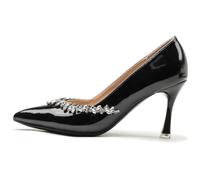 Wtharosa Zapatos de Corte de Cuero Patentado Mujer de Punta Fina Tacón Alto Slip On Zapatos de Vestir Formales para Trabajo de Oficina y Reunión de Negocios Memory Foam,Black7cm,40 EU