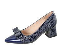 Wtharosa Zapatos De Salón Mujer Punta Fina Tacón De Bloque Medio Zapatos De Vestir Detalle De Lazo Vintage Tacones Sin Cordones para Eventos De Iglesia Y Ocasiones Formales,Azul,41 EU