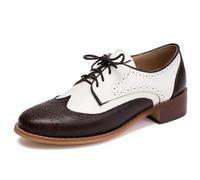 Wtharosa Zapatos Oxford Brogue Mujer Tallas Grandes Tacón Ancho | Cierre con cordones, punta redonda, tacón ancho 3,5cm, acabado bicolor, estilo retro casual, tallas 35 a 48