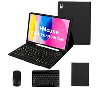 WthGrop Funda de teclado con mouse para iPad de 10ª generación 2022/(A16) de 11ª generación 2025 con teclado, inalámbrico, desmontable, cubierta de teclado Bluetooth con soporte para lápiz para iPad