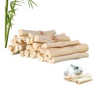 Wtirey Palitos masticables de bambú dulce para animales pequeños, juguetes de conejo, cuidado dental de hámster y cobayas, juguetes masticables de conejo y rompeaburrimiento, accesorios para conejo