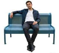 WTJDCCY Metal Garden Bench, Galvanized Steel Garden Bench with Backrest, 1100 LBS Capacity Outdoor Benches for Park Deck Patio(Blue,180x74x88cm/71x29x35in)