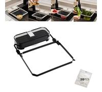 WTKYLMP Suction Cup Sink Strainer, Filtro de Hocico de Pila con Ventosas, Negro, Hierro+PET, Mate, 2*16.2*21 cm, Combinación, 1pcs + 50 Bolsas de Malla de Filtro, Hogar & Cocina