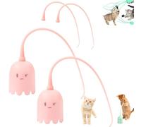 WTKYLMP Swinging Tail Cat Toy, Automatic Silicone Tail Teaser Toy 2 In 1,Auswinging Tail Cat Toy,Bite-Resistant Automatic Rotating Charging Pet Toy Cat Wand Toys For Indoor Cats (Pink 2PCS)
