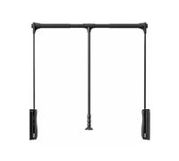 WTLONBF Barra de Armario abatible, Percha elevable con Doble Amortiguador, Capacidad de Carga de 45 kg, Barra de Ropa de aleación de Aluminio Ajustable de 55 a 125 cm (Negro, 930-1250 mm)