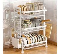 WTLONBF Escurreplatos Desmontable para encimera de Cocina, Estante Organizador Grande con Soporte para Utensilios (Blanco, 42 x 23,5 x 61 cm)
