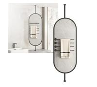 WTLONBF Espejo de Techo, Espejo Decorativo suspendido para baño, Espejo Flotante para Colgar en la Pared, para baño, Hotel, Entrada, guardarropa, Sala de Estar (Negro, 50 x 100 cm)