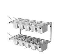 WTLONBF Estación de Acero Inoxidable para condimentos, Salsas y ensaladas, con Tapas y cucharones, especiero de Pared (A-55,5 x 21 x 24 cm)