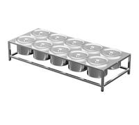 WTLONBF Estación de aderezo para Pizza de Acero Inoxidable, para encimeras de Cocina y Restaurante, Organizador de Especias de Doble Fila (con Tapa, 91 x 37 x 14,5 cm)