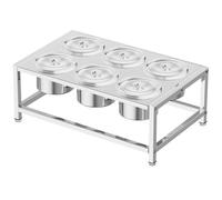 WTLONBF Estación de aderezo para Pizza de Acero Inoxidable, para encimeras de Cocina y Restaurante, Organizador de Especias de Doble Fila (con Tapa, 47 x 32 x 14,5 cm)