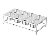 WTLONBF Estación de Pizza de Acero Inoxidable para encimeras de Cocina y Restaurante, Organizador de Especias de Doble Fila (sin Tapa, 67 x 32 x 14,5 cm)