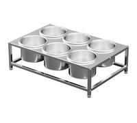 WTLONBF Estación de Pizza de Acero Inoxidable para encimeras de Cocina y Restaurante, Organizador de Especias de Doble Fila (sin Tapa, 57 x 37 x 14,5 cm)