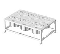 WTLONBF Estación de Pizza de Acero Inoxidable para encimeras de Cocina y Restaurante, Organizador de Especias de Doble Fila (con Tapa, 50 x 32 x 14,5 cm)