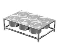 WTLONBF Estación de Pizza de Acero Inoxidable para encimeras de Cocina y Restaurante, Organizador de Especias de Doble Fila (con Tapa, 57 x 37 x 14,5 cm)