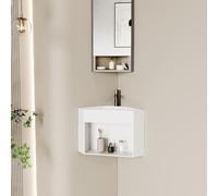WTLONBF Lavabo de baño de Pared, Mini Lavabo de Esquina Flotante de cerámica, Lavabo de tocador Moderno, Lavabo Art Deco para Garaje, balcón, Inodoro pequeño,