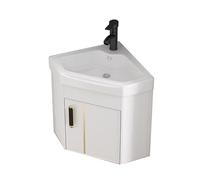 WTLONBF Mueble de baño de cerámica para Esquina con Grifo y desagüe, diseño Compacto Que Ahorra Espacio para baños pequeños, Incluye Espejo - Ideal para Espacios reducidos (sin Espejo 43 cm)