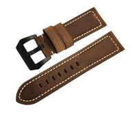 WTNZBAEM Compatible con correas Panerai de 20 mm, 22 mm, 24 mm y 26 mm de piel de vaca Crazy Horse que cambian de color.(Deep Coffee,24mm- Silver buckle)