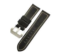WTNZBAEM Compatible con correas Panerai de 20 mm, 22 mm, 24 mm y 26 mm de piel de vaca Crazy Horse que cambian de color.(Black,20mm-Silver buckle)