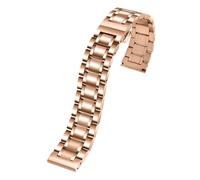 WTNZBAEM Compatible con Seiko Citizen Casio Correa de acero inoxidable extremo curvo plano for hombre 18 mm, 20, 22 y 24 reloj metal Pulsera cadena(Rose gold,19mm)