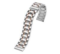 WTNZBAEM Compatible con Seiko Citizen Casio Correa de acero inoxidable extremo curvo plano for hombre 18 mm, 20, 22 y 24 reloj metal Pulsera cadena(Silvey-Rose gold,14mm)