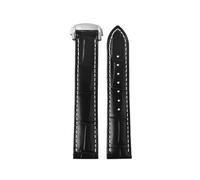 WTNZBAEM Compatible With Omega Genuine Leather Strap Men's Seamaster 300 150 Super 007 AT150 Brown Italian Cowhide Bracelet Watchband 19mm 20mm 22mm(Y10 black-silver,22mm)