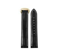 WTNZBAEM Compatible With Omega Genuine Leather Strap Men's Seamaster 300 150 Super 007 AT150 Brown Italian Cowhide Bracelet Watchband 19mm 20mm 22mm(Y10 black-gold,20mm)