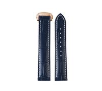 WTNZBAEM Compatible With Omega Genuine Leather Strap Men's Seamaster 300 150 Super 007 AT150 Brown Italian Cowhide Bracelet Watchband 19mm 20mm 22mm(Y10 blue-rosegold,20mm)