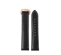 WTNZBAEM Compatible With Omega Genuine Leather Strap Men's Seamaster 300 150 Super 007 AT150 Brown Italian Cowhide Bracelet Watchband 19mm 20mm 22mm(Y11 black-rosegold,19mm)