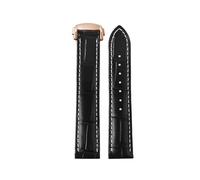 WTNZBAEM Compatible With Omega Genuine Leather Strap Men's Seamaster 300 150 Super 007 AT150 Brown Italian Cowhide Bracelet Watchband 19mm 20mm 22mm(Y10 black-rosegold,22mm)