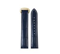 WTNZBAEM Compatible With Omega Genuine Leather Strap Men's Seamaster 300 150 Super 007 AT150 Brown Italian Cowhide Bracelet Watchband 19mm 20mm 22mm(Y10 blue-gold,20mm)