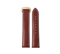 WTNZBAEM Compatible With Omega Genuine Leather Strap Men's Seamaster 300 150 Super 007 AT150 Brown Italian Cowhide Bracelet Watchband 19mm 20mm 22mm(Y11 Dark brown-gold,19mm)
