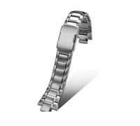 WTNZBAEM Correa de acero inoxidable en relieve compatible con Casio EDIFICE Series EQW-M1100 EQW-A1000, correa de acero inoxidable de 13 mm for hombre.(Silver)