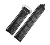 WTNZBAEM Correa de cuero compatible con Hamilton Kaqi Field Aviation Oris Omega, hebilla plegable esmerilada, cadena de reloj de 20 mm y 22 mm.(Black-silver,22mm)