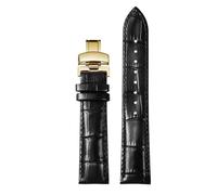 WTNZBAEM Correa de piel de vacuno compatible con Tissot 1853 Durol T099 T099407 T099207A for hombre y mujer, de 16 mm y 21 mm, color negro y marrón.(Black-gold,16mm)