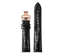 WTNZBAEM Correa de piel de vacuno compatible con Tissot 1853 Durol T099 T099407 T099207A for hombre y mujer, de 16 mm y 21 mm, color negro y marrón.(Black-rose gold,16mm)