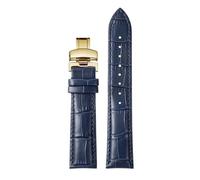 WTNZBAEM Correa de piel de vacuno compatible con Tissot 1853 Durol T099 T099407 T099207A for hombre y mujer, de 16 mm y 21 mm, color negro y marrón.(Dark blue-gold,21mm)