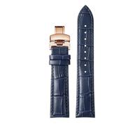 WTNZBAEM Correa de piel de vacuno compatible con Tissot 1853 Durol T099 T099407 T099207A for hombre y mujer, de 16 mm y 21 mm, color negro y marrón.(Dark blue-rose gold,16mm)