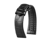 WTNZBAEM Correa de reloj 20 mm y 22 compatible con Tudor Bronze Small Red Flower Black Shield, resistente al agua, piel vaca caucho, for hombre(Black-Black Folding,20mm)