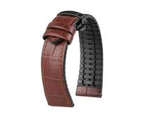 WTNZBAEM Correa de reloj 20 mm y 22 compatible con Tudor Bronze Small Red Flower Black Shield, resistente al agua, piel vaca caucho, for hombre(Brown-Black Folding,20mm)