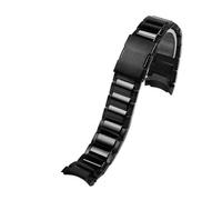 WTNZBAEM Correa de reloj acero inoxidable con boca arco sólido compatible Casio EDIFICE EQB500, EQB-500, EQB-501 y EQB-800(Black)